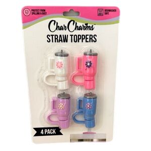 Straw Topper Set Stanley Cups Pink Purple Blue White Pastel Dishwasher Safe New